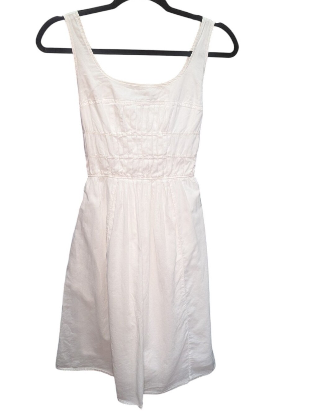 White Sleeveless Sundress with Gathered Bodice - Picture 5 of 6